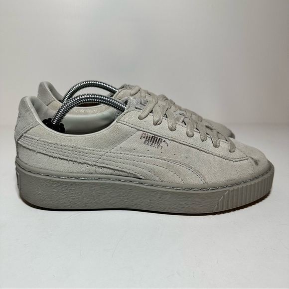 PUMA BASKET PLATFORM RESET Sneakers Gray Womens size 7.5 shoes (03 Box 1) - Picture 1 of 9